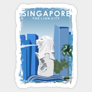 Singapore Lion City Travel Poster Art Print Sticker